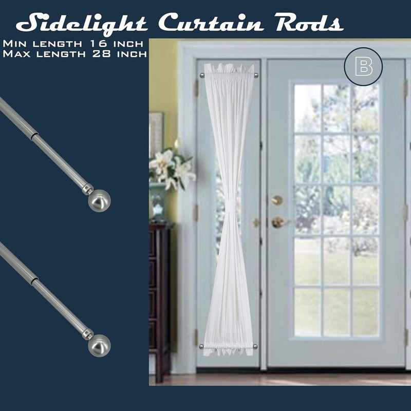 ARNORX 3/8 Inch Tier Curtain Rod 2-Pack, Adjustable French Door & Sash Window Curtain Rod 16–28 Inch, Self-Adhesive or Screw Mount, Satin Nickel – for Kitchen Window, Cabinet, Shelf, Storage Room - Image 3